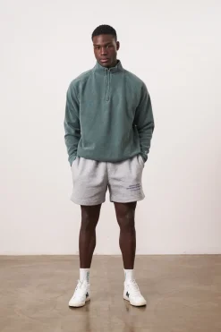 Essentials Vintage Washed 1/4 Zip Sweatshirt - Forest
