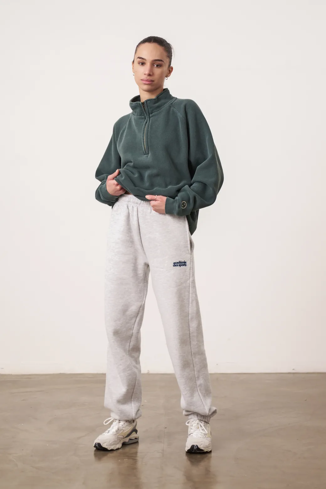 Essentials Vintage Washed 1/4 Zip Sweatshirt - Forest