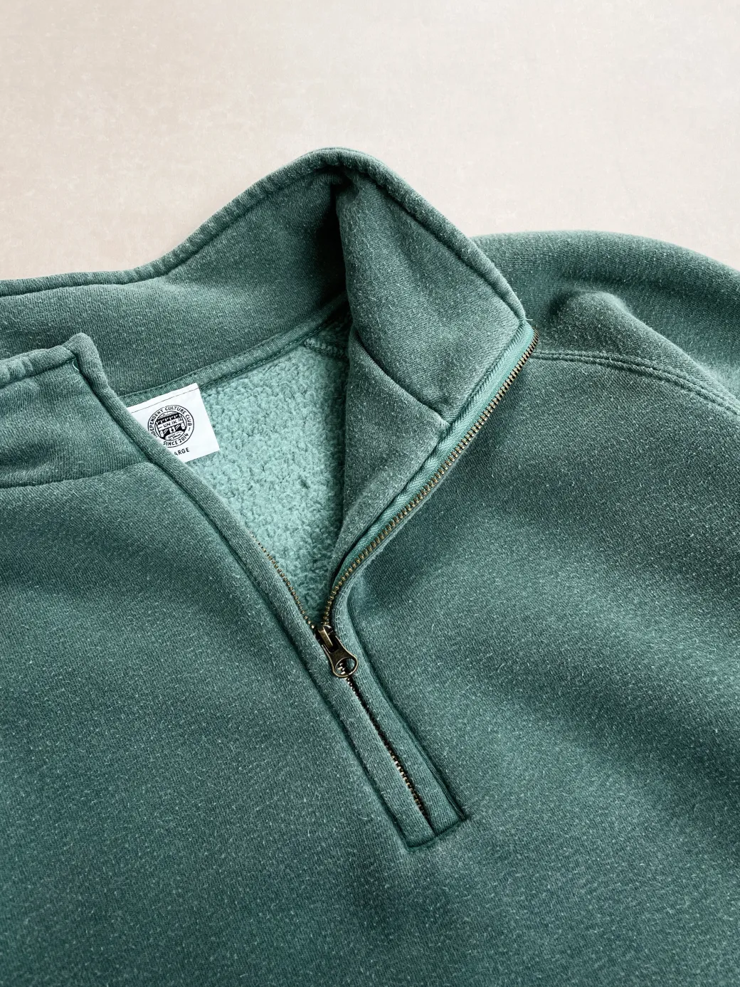 Essentials Vintage Washed 1/4 Zip Sweatshirt - Forest