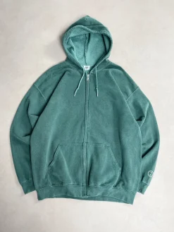 Essentials Vintage Washed Zip-Up Hoodie & Jogger Set - Forest