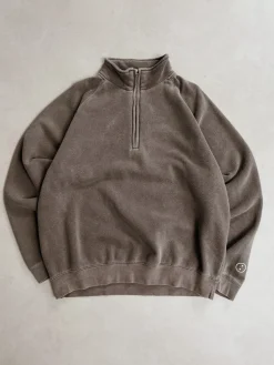 Essentials Vintage Washed 1/4 Zip Sweatshirt & Jogger Set - Cocoa