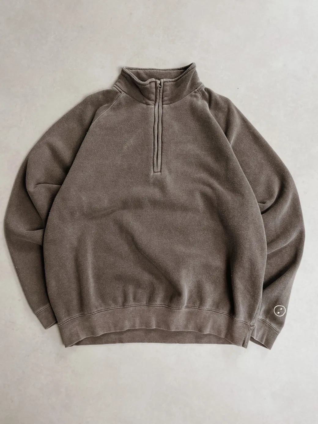 Essentials Vintage Washed 1/4 Zip Sweatshirt & Jogger Set - Cocoa