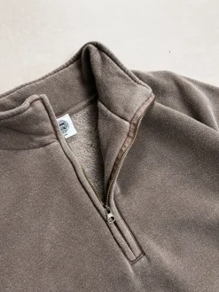 Essentials Vintage Washed 1/4 Zip Sweatshirt & Jogger Set - Cocoa