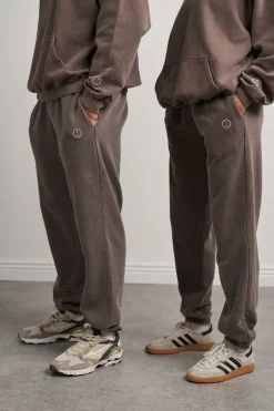 Essentials Vintage Washed 1/4 Zip Sweatshirt & Jogger Set - Cocoa