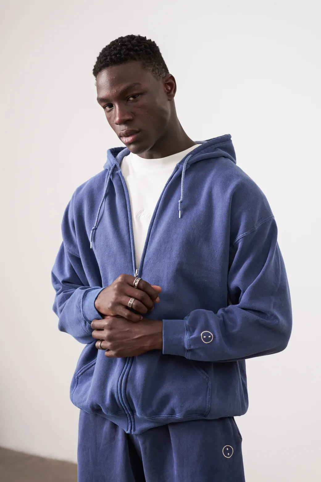 Essentials Vintage Washed Zip Up Hoodie - Navy
