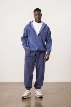 Essentials Vintage Washed Zip Up Hoodie - Navy