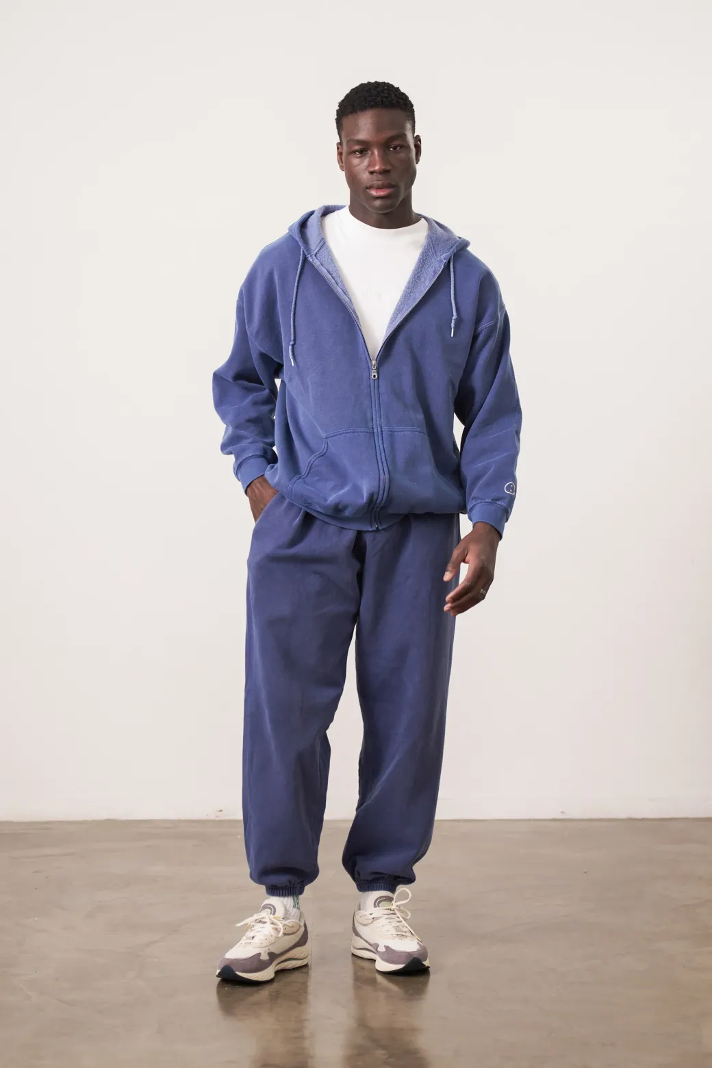Essentials Vintage Washed Zip Up Hoodie - Navy