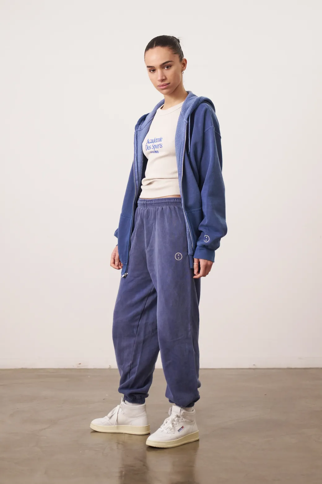 Essentials Vintage Washed Zip Up Hoodie - Navy