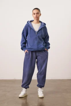Essentials Vintage Washed Zip Up Hoodie - Navy