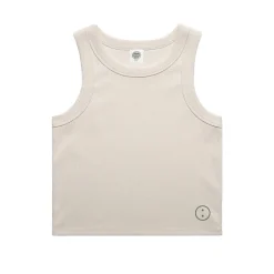 Essentials WMNS Embroidered Crop Rib Tank - Bone