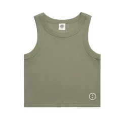 Essentials WMNS Embroidered Crop Rib Tank - Eucalyptus