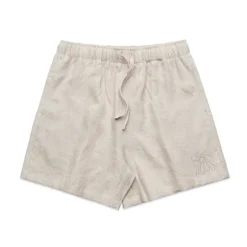 FLWRS Embroidered Linen Shorts - Natural