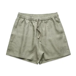 FLWRS Embroidered Linen Shorts - Sage