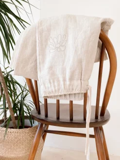 FLWRS Embroidered Linen Trousers - Natural