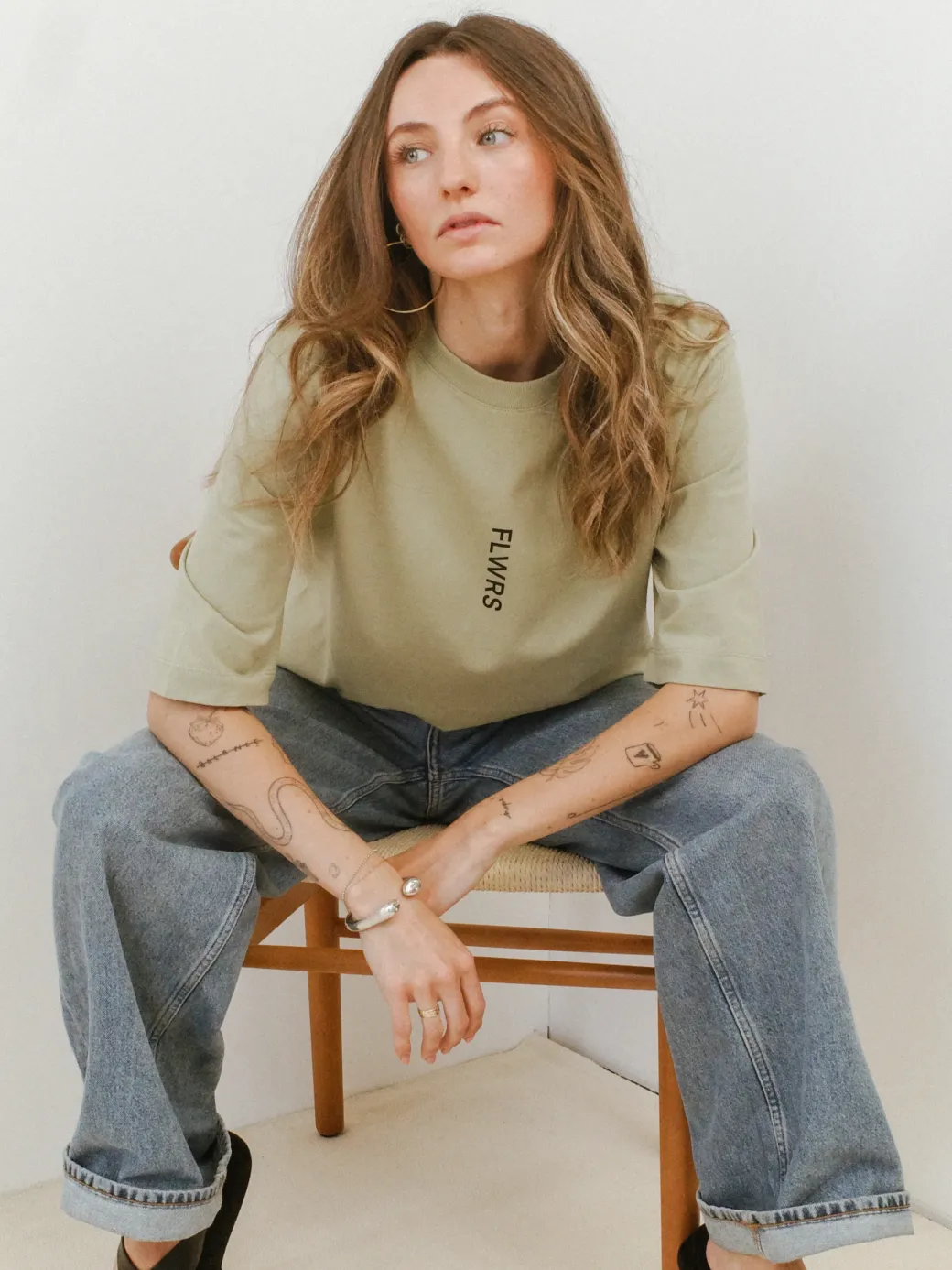FLWRS Organic Boxy Tee - Sage