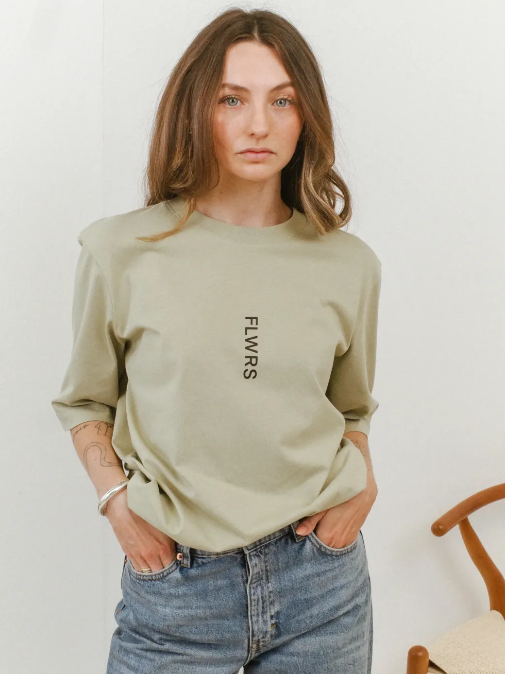 FLWRS Organic Boxy Tee - Sage