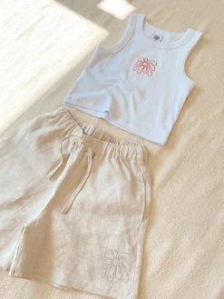 FLWRS Organic Embroidered Rib Tank - White