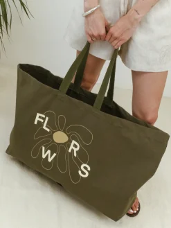 FLWRS Oversized Canvas Tote - Khaki