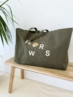 FLWRS Oversized Canvas Tote - Khaki