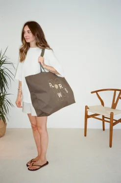 FLWRS Oversized Canvas Tote - Khaki