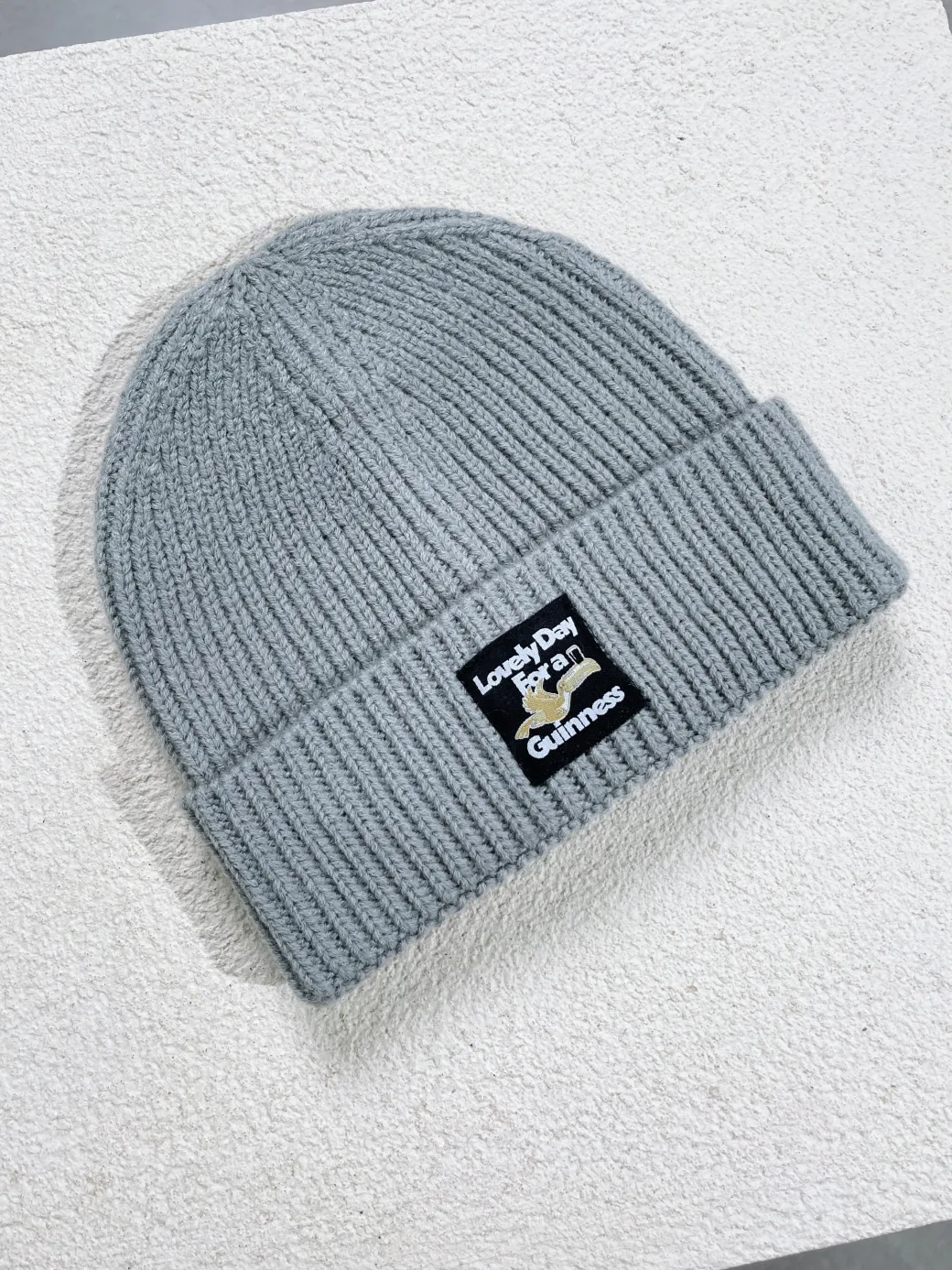 Guinness x UN:IK Ribbed Beanie - Light Grey