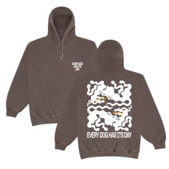 KBAR X UN:IK 'Every Dog Has Its Day' Vintage Washed Hoodie - Cocoa