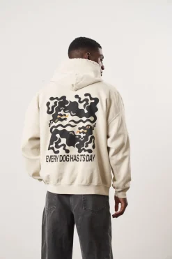 KBAR X UN:IK 'Every Dog Has Its Day' Vintage Washed Hoodie - Ivory