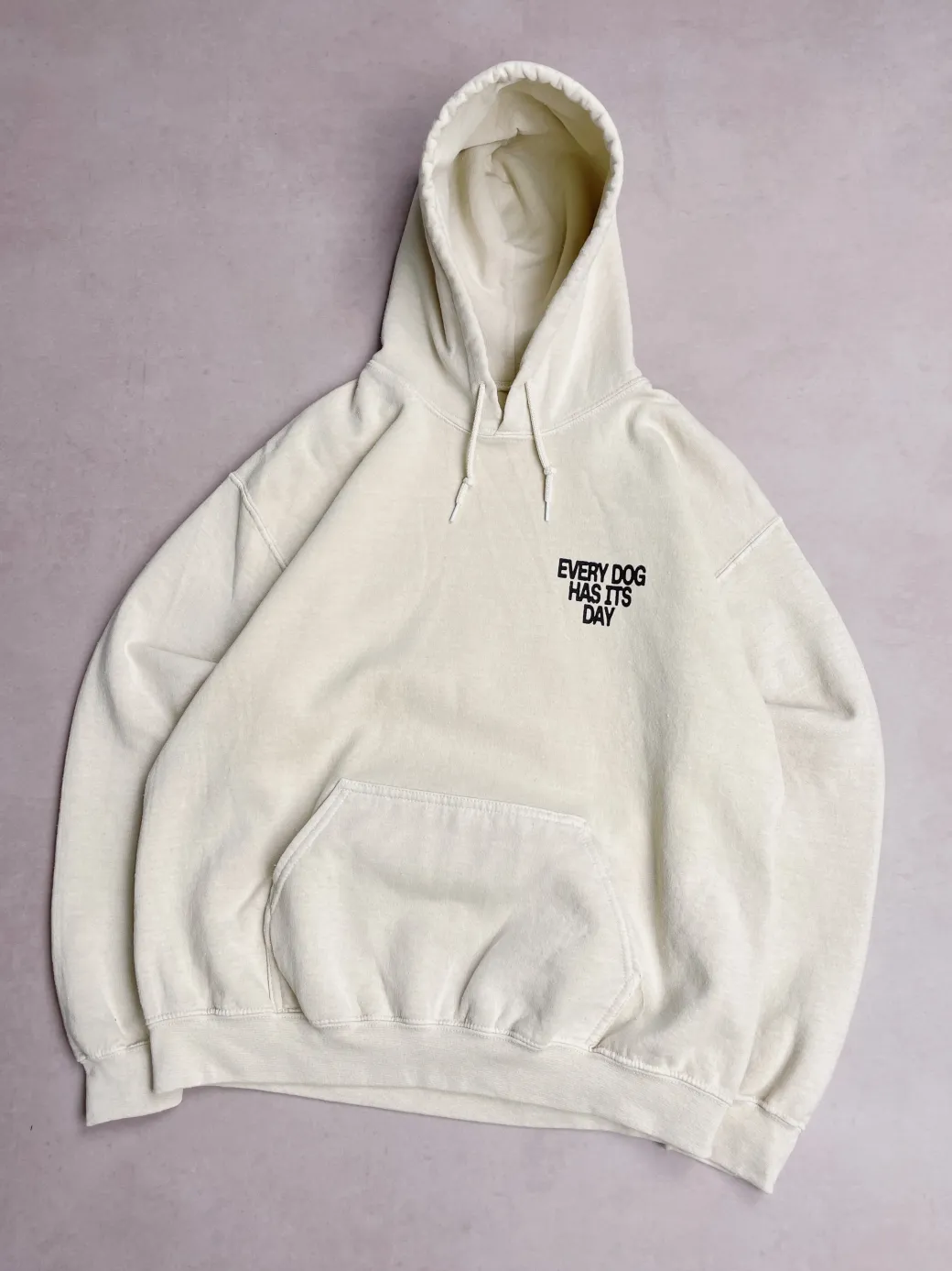 KBAR X UN:IK 'Every Dog Has Its Day' Vintage Washed Hoodie - Ivory