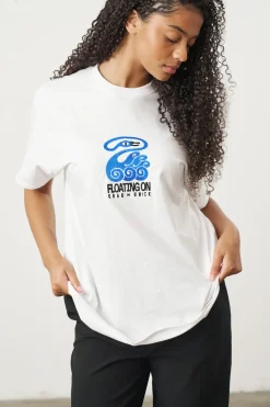 KBAR X UN:IK 'Floating On' Embroidered Tee - White