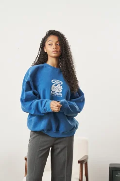 KBAR X UN:IK 'Floating On' Vintage Washed Sweater - Blue