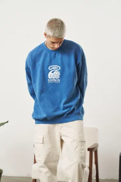 KBAR X UN:IK 'Floating On' Vintage Washed Sweater - Blue