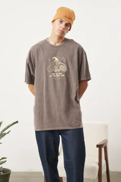 KBAR X UN:IK 'Frog Pond' Vintage Washed Tee - Chocolate