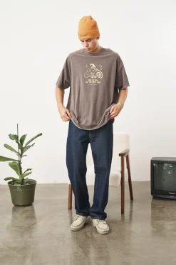 KBAR X UN:IK 'Frog Pond' Vintage Washed Tee - Chocolate