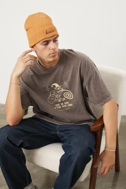 KBAR X UN:IK 'Frog Pond' Vintage Washed Tee - Chocolate