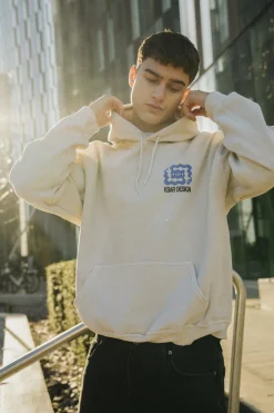 KBAR X UN:IK 'Logo' Vintage Washed Hoodie - Ivory