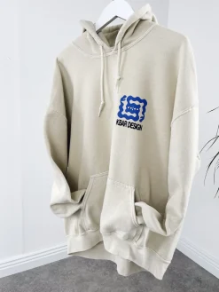 KBAR X UN:IK 'Logo' Vintage Washed Hoodie - Ivory