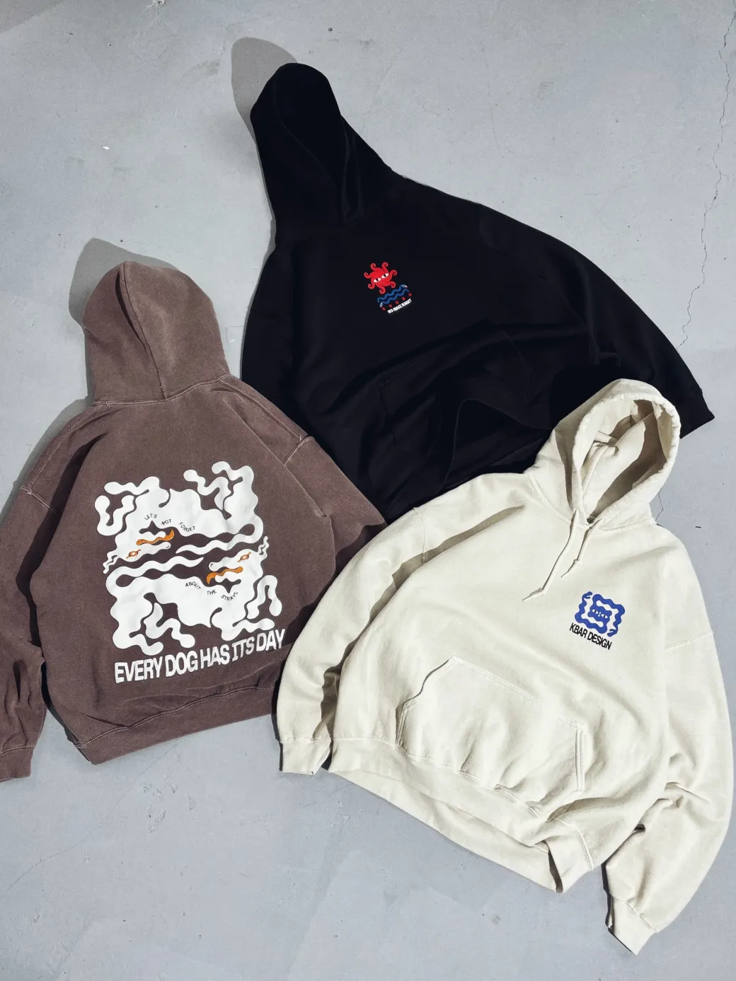 KBAR X UN:IK 'Logo' Vintage Washed Hoodie - Ivory
