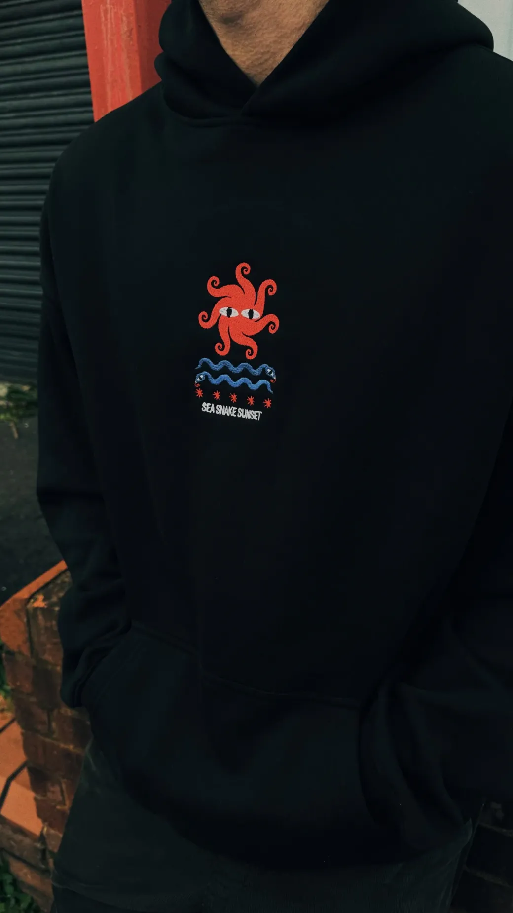 KBAR X UN:IK 'Sea Snake' Embroidered Hoodie - Black