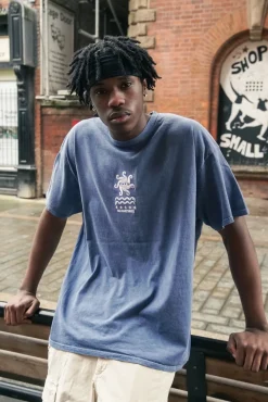 KBAR X UN:IK 'Sea Snake' Vintage Washed Embroidered Tee - Blue