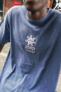 KBAR X UN:IK 'Sea Snake' Vintage Washed Embroidered Tee - Blue