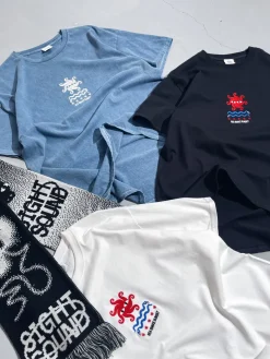 KBAR X UN:IK 'Sea Snake' Vintage Washed Embroidered Tee - Blue