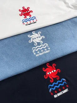 KBAR X UN:IK 'Sea Snake' Vintage Washed Embroidered Tee - Blue