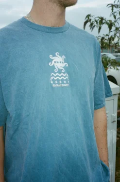 KBAR X UN:IK 'Sea Snake' Vintage Washed Embroidered Tee - Blue