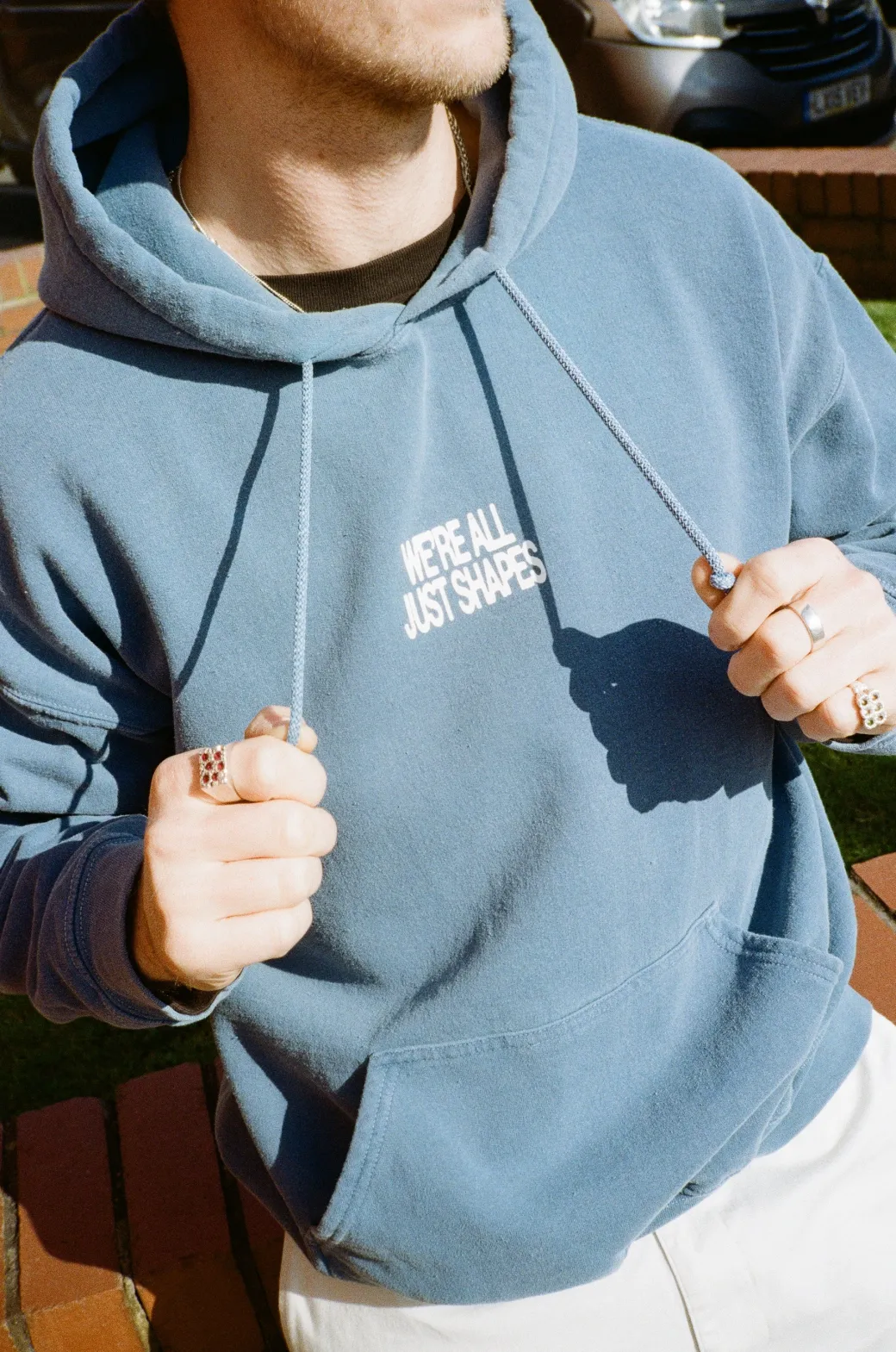 KBAR X UN:IK 'Shapes' Vintage Washed Hoodie - Slate Blue