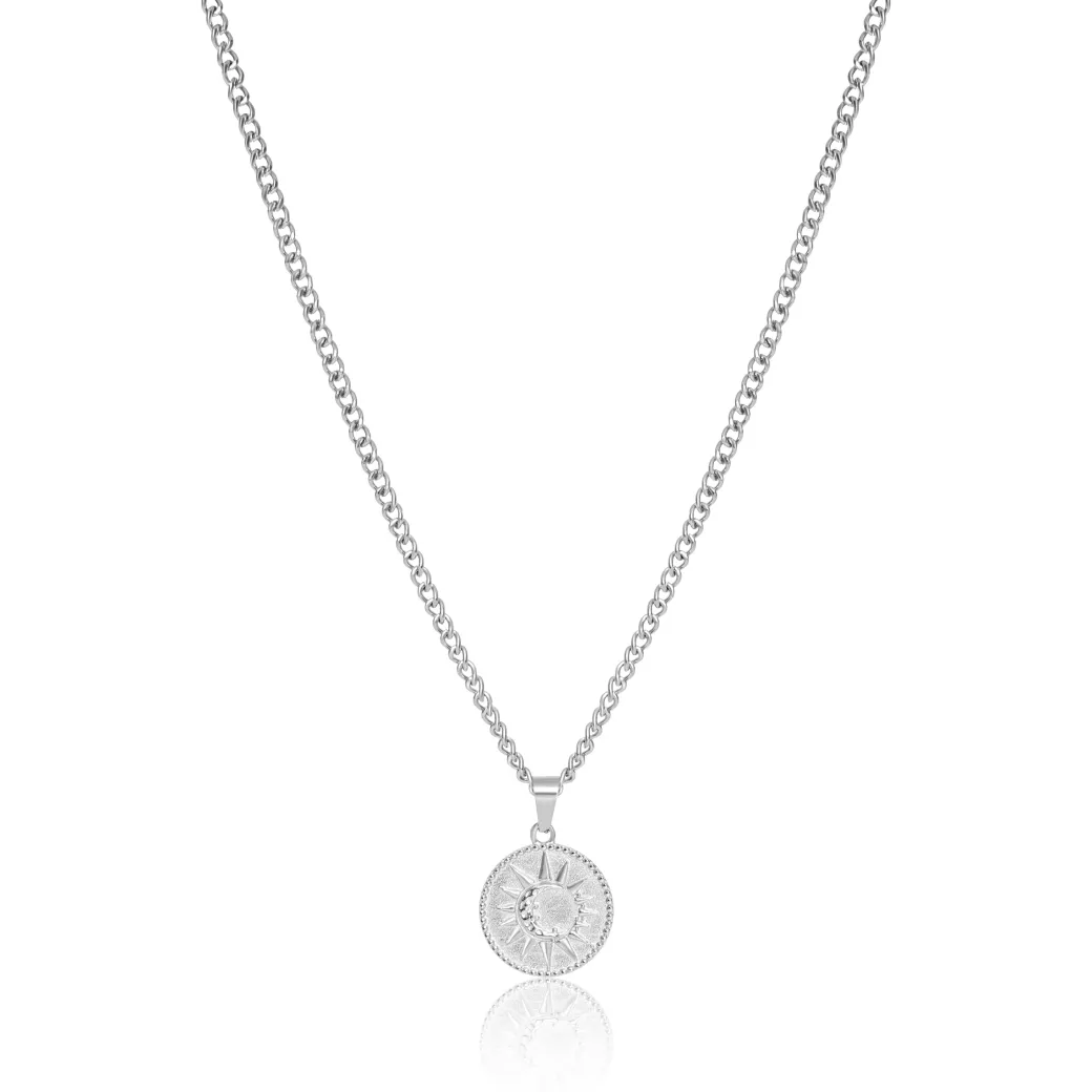 Moon Pendant Necklace - Silver / Gold