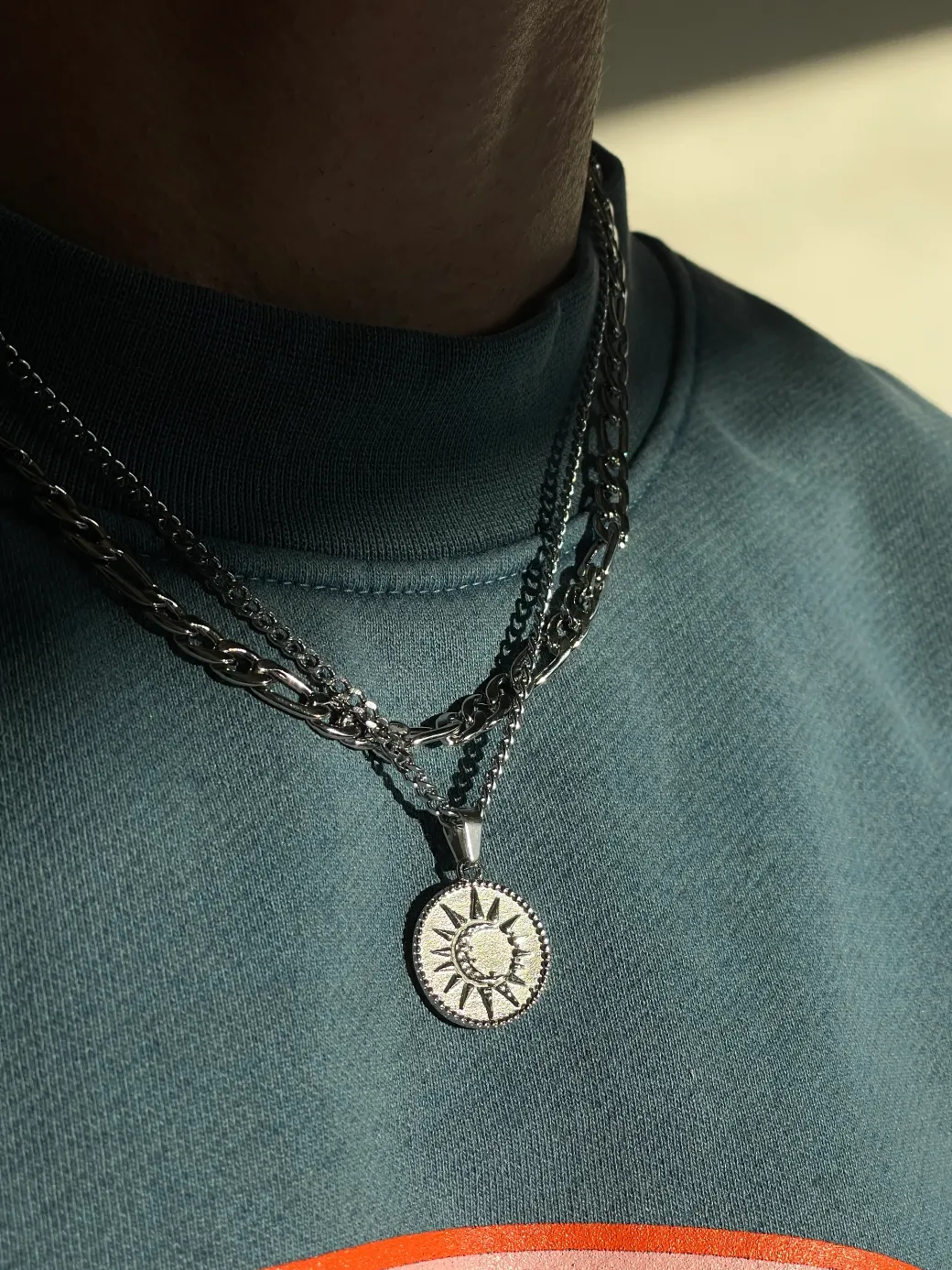 Moon Pendant Necklace - Silver / Gold