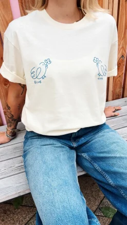 Other Side Store 'Blue Tits' Tee - Off White