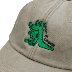 Other Side Store 'Croc' Embroidered Vintage Washed Cap - Beige