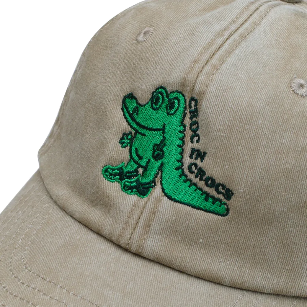 Other Side Store 'Croc' Embroidered Vintage Washed Cap - Beige