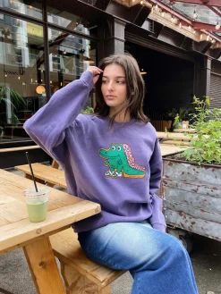 Other Side Store 'Croc In Crocs' Sweater - Vintage Washed Violet